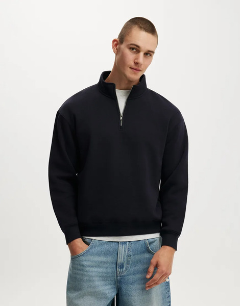  Cotton On 1/4 Zip Fleece In Blue 