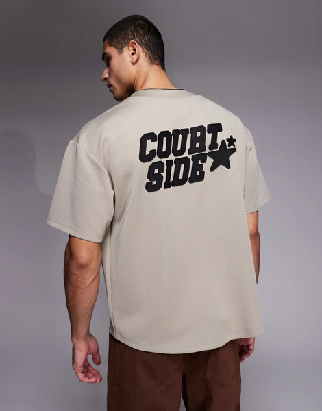  Courtside Boxy Oversized Baseball Jersey In Beige Neutral 