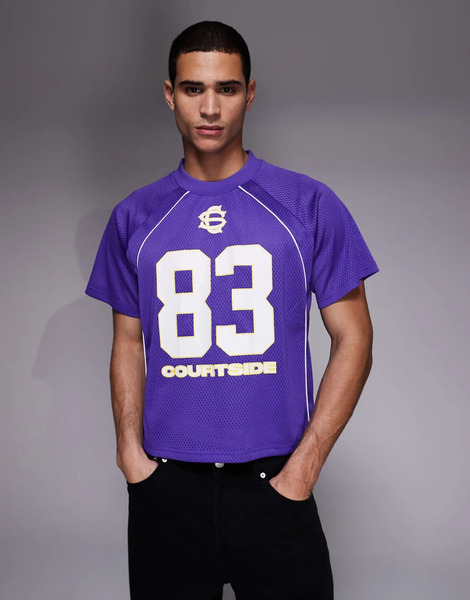  Courtside Boxy Oversized Football Jersey In Purple 