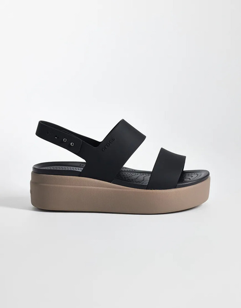  Crocs Brooklyn Low Wedge Sandals In Mushroom Black 