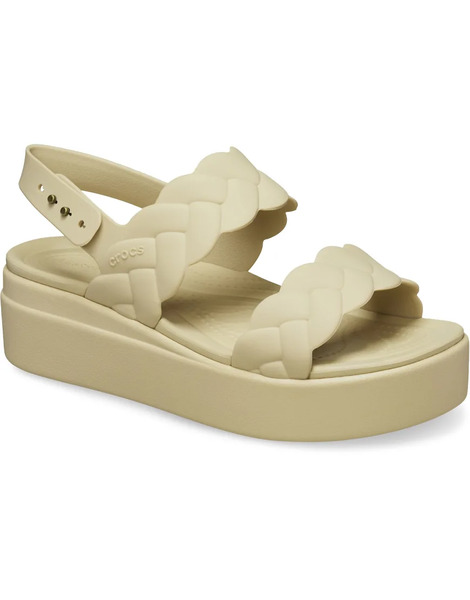  Crocs Brooklyn Woven Low Wedge In Ivory White 