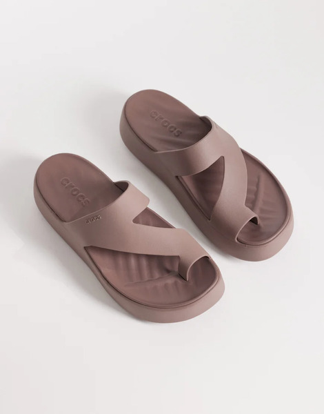  Crocs Getaway Platform Toe Loop Sandals In Truffle Brown 