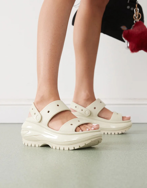  Crocs Mega Crush Sandals In Bone Neutral 