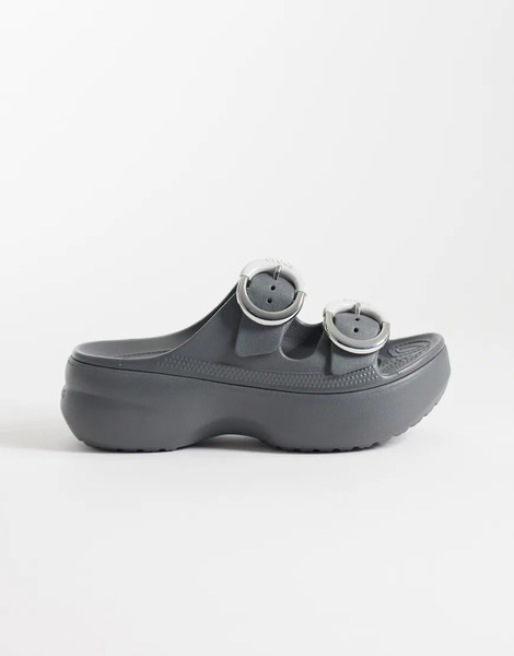  Crocs Platform Buckle Sandals In Black 