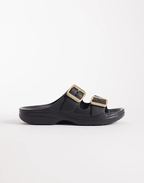  Crocs Saturday Metallic Buckle Sandal In Black 