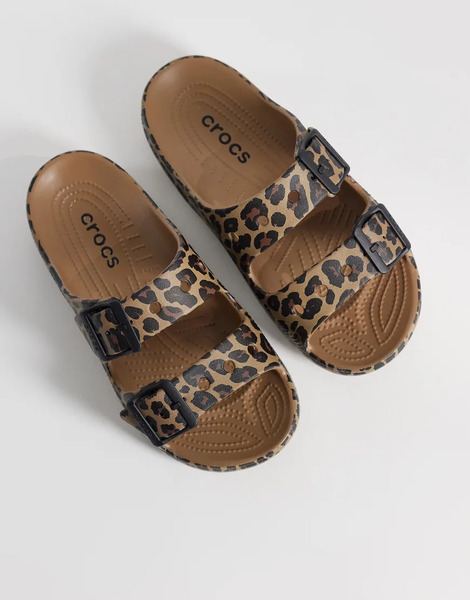  Crocs Saturday Sandals In Leopard Print Brown 