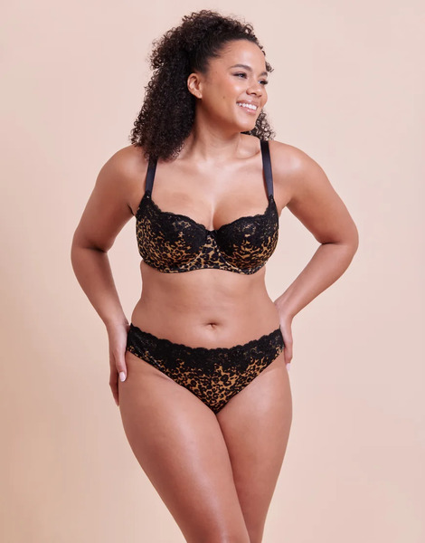  Curvy Kate Boost Lace Padded Balcony Bra Fuller Bust In Leopard Print Multi 