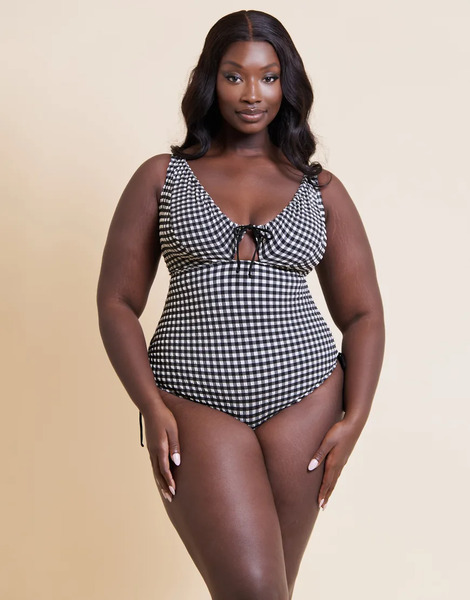  Curvy Kate Holiday Gingham Non Wired Swimsuit In Black 