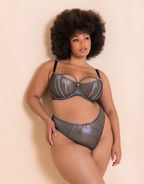  Curvy Kate Scantilly Eos Thong Fuller Bust In Black Sparkle 