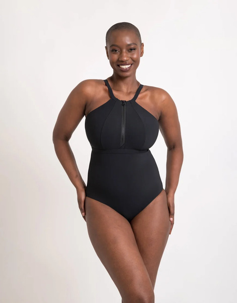  Curvy Kate Zip Tide Non Wired Multiway Fuller Bust Swimsuit In Black 