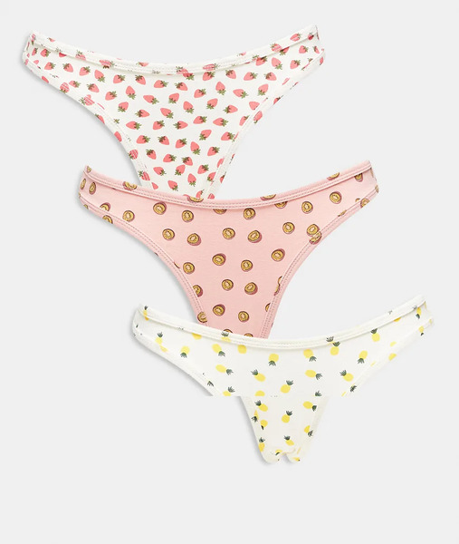  Daisy Street 3 Pack Briefs In Multi Fruit Print 