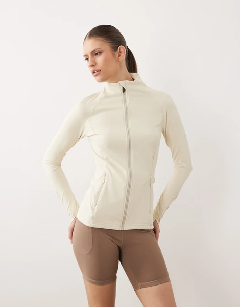  Dare 2b Quick Dry Stretchy Refresh Full Zip Stretch Midlayer In Almond Milk Neutral 
