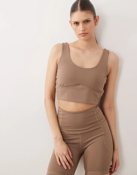  Dare 2b Quick Dry Super Stretch Refresh Cropped Tank In Pine Bark Neutral 