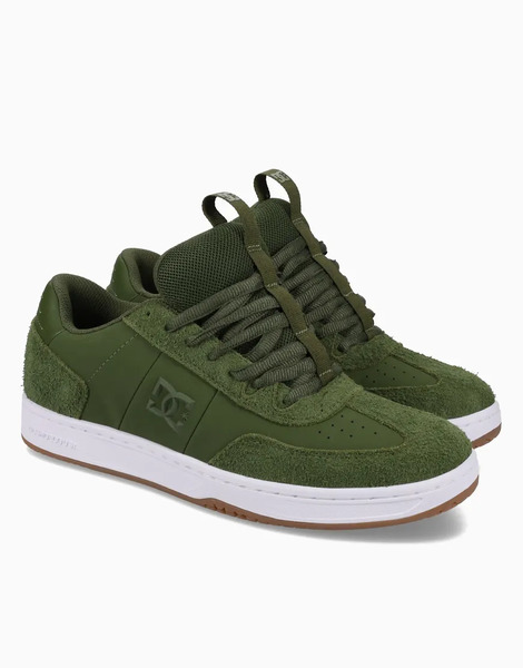  Dc Shoes Astrix Leather Trainers In Olive/white Green 