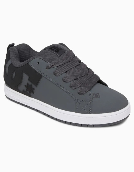  Dc Shoes Court Graffik Leather Trainers In Dk Grey/black/white 
