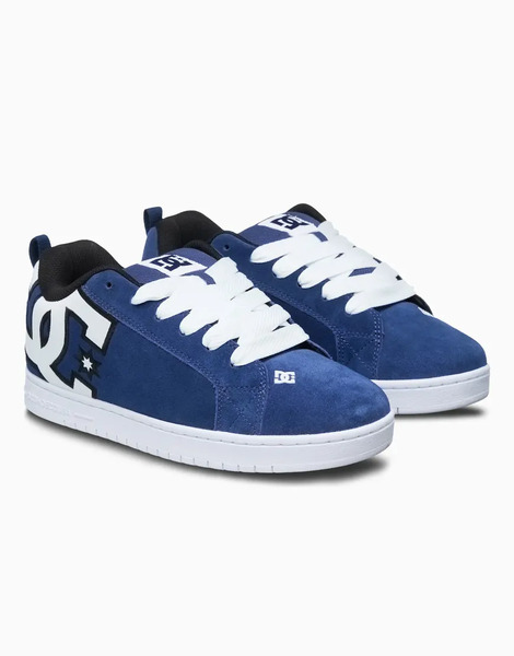  Dc Shoes Court Graffik Leather Trainers In Navy / White Blue 