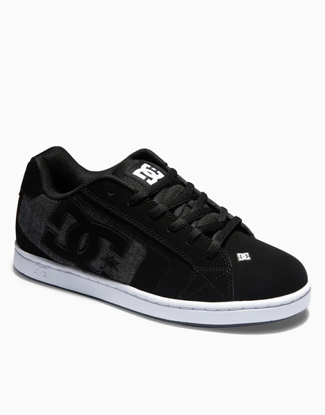  Dc Shoes Net Leather Trainers In Black/armor/black White 