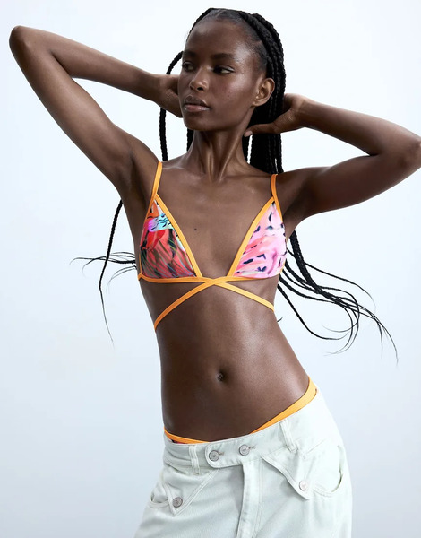 Desigual Crossed Bikini Top In Orange 