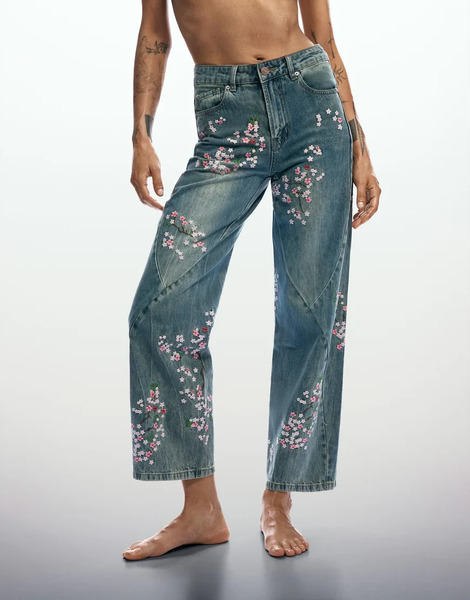  Desigual Floral Jeans In Blue 