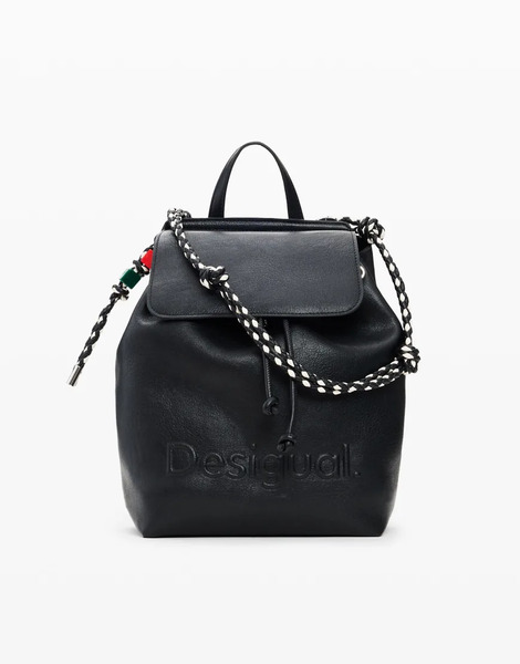 Desigual Medium Braided Backpack In Black 