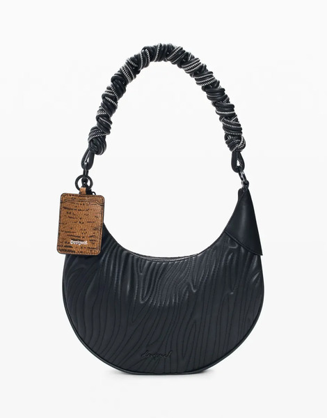  Desigual Medium Oval Embossed Bag In Black 