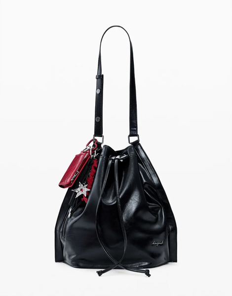  Desigual Medium Shiny Backpack In Black 