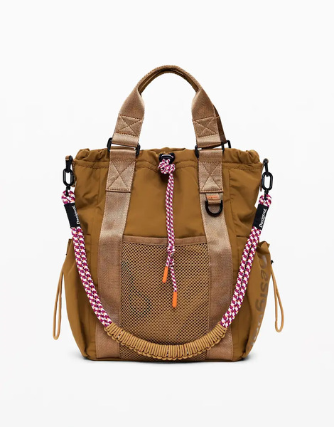  Desigual Multi Position Backpack With Drawstrings In Brown Neutral 