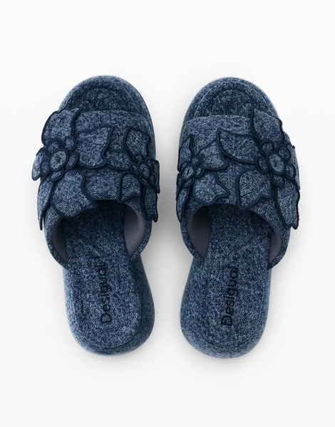  Desigual Platform Denim Sandal In Blue 