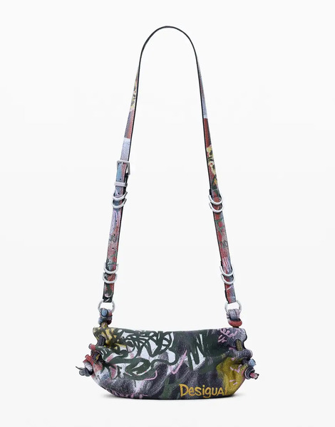  Desigual Printed Arty Bag In Black Multi 