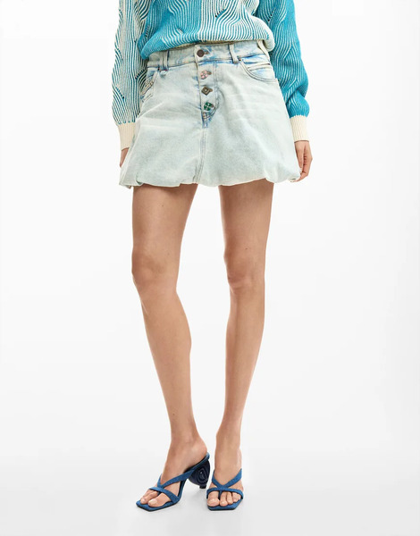  Desigual Short Denim Skirt In Blue 
