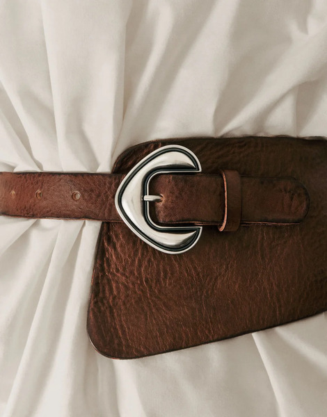  Desigual Studio Leather Sash Belt In Brown 