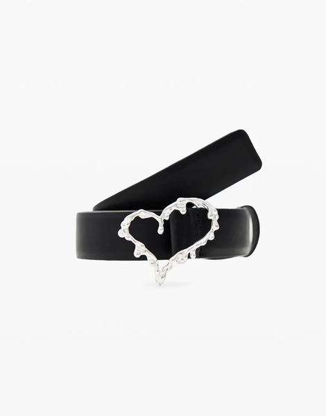  Desigual Zalio Leather Belt In Black 