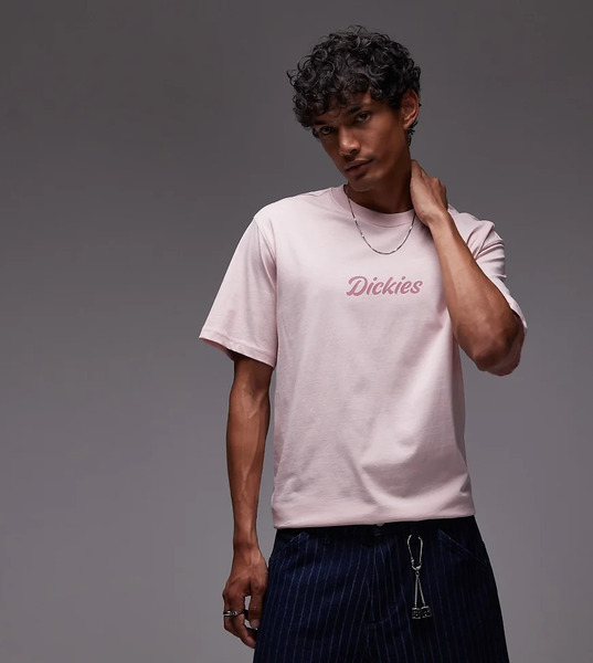 Dickies Curves Script Central Logo T Shirt In Light Pink  Exclusive To Asos 