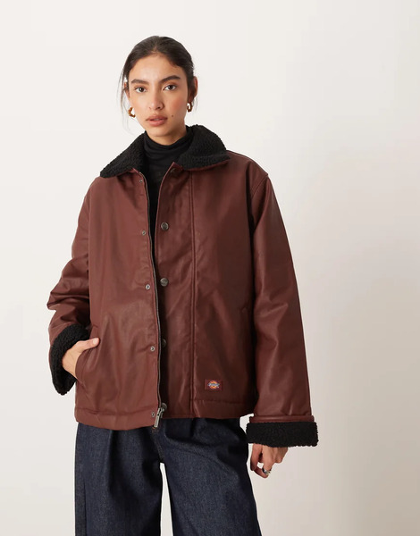  Dickies Decherd Barn Jacket In Burgundy Red 