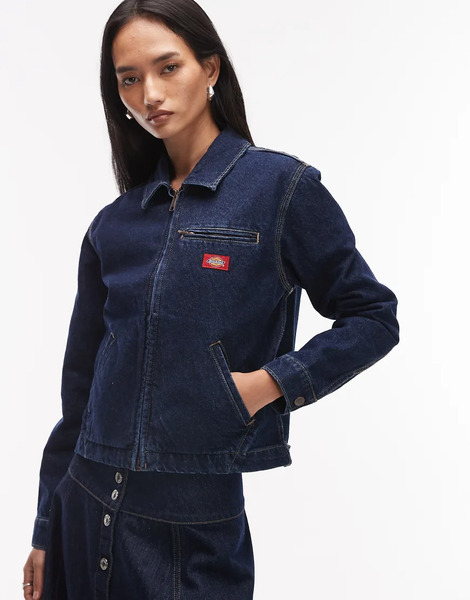  Dickies Denim Painter Jacket In Dark Indigo Blue 