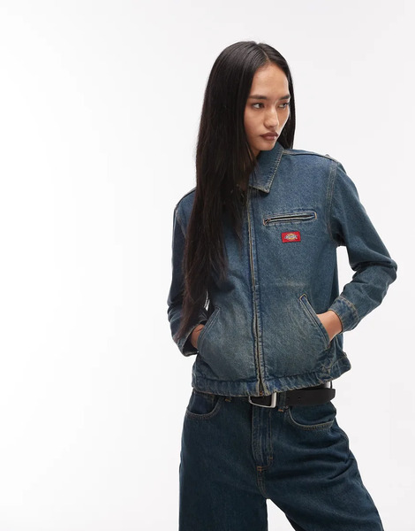 Dickies Denim Painter Jacket In Khaki Tinted Blue Green 