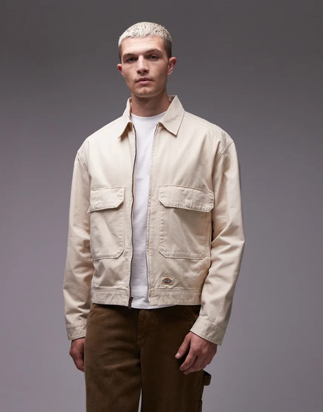  Dickies Fort Smith Trucker Canvas Jacket In Light Beige Neutral 