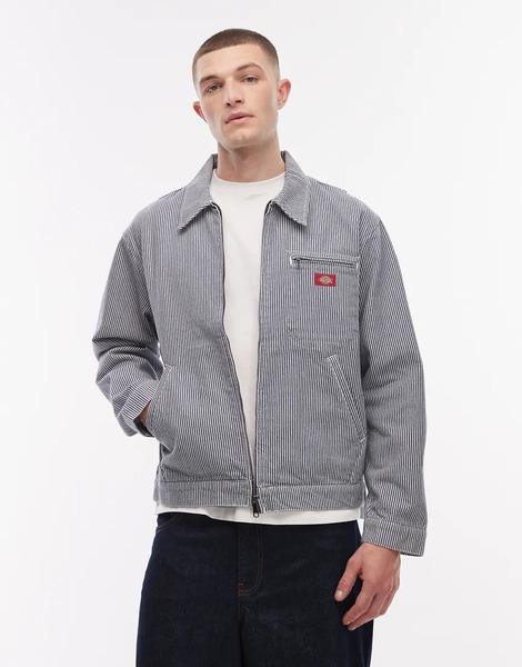  Dickies Hickory Striped Painter Jacket In Blue 