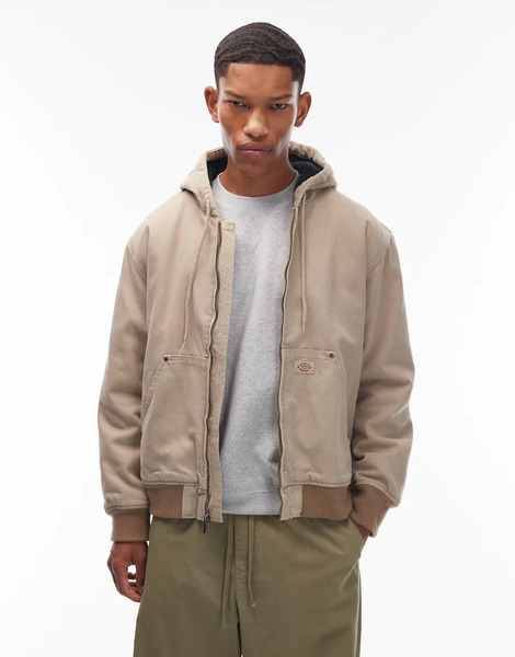  Dickies Hilham Hooded Canvas Jacket In Light Tan Brown 