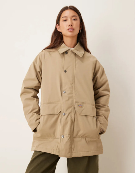  Dickies Medina Coat In Khaki Green 