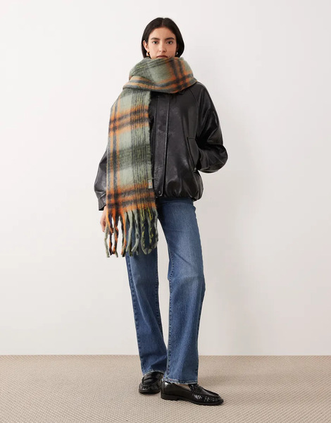  Dickies Oversized Scarf In Light Green And Orange 