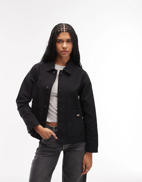  Dickies Unlined Canvas Chore Jacket In Black 