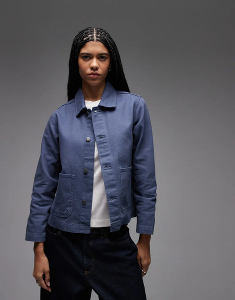  Dickies Unlined Canvas Chore Jacket In Blue 