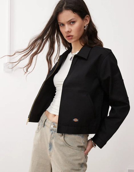  Dickies Unlined Eisenhower Cropped Jacket In Black 