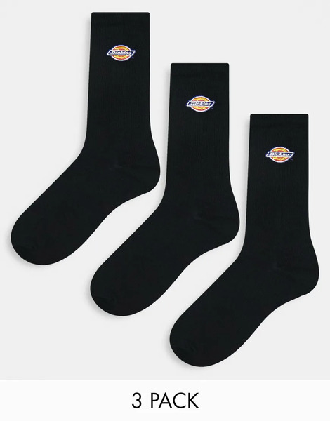  Dickies Valley Grove 3 Pack Crew Socks In Black Multipack 