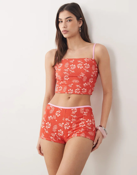  Dippin Daisys Micro Short Bikini Bottom In Red Floral 