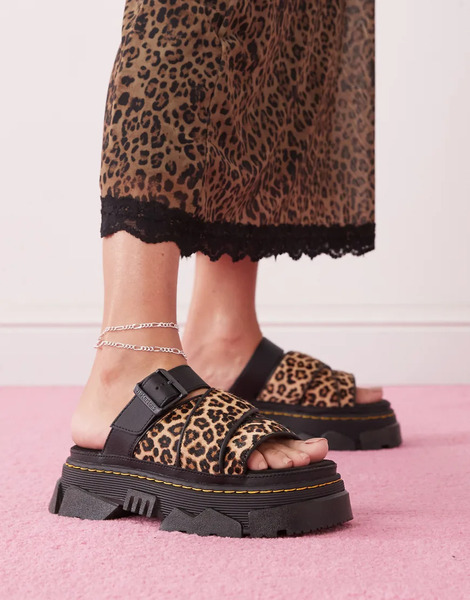  Dr Martens Mattison Slides In Leopard Print Multi 