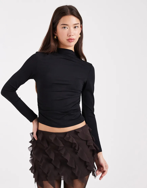  Edikted Clare Chiffon Ruffle Mini Skirt In Brown 