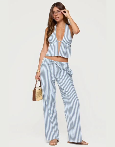  Edikted Macey Striped Pants In Blue And White 