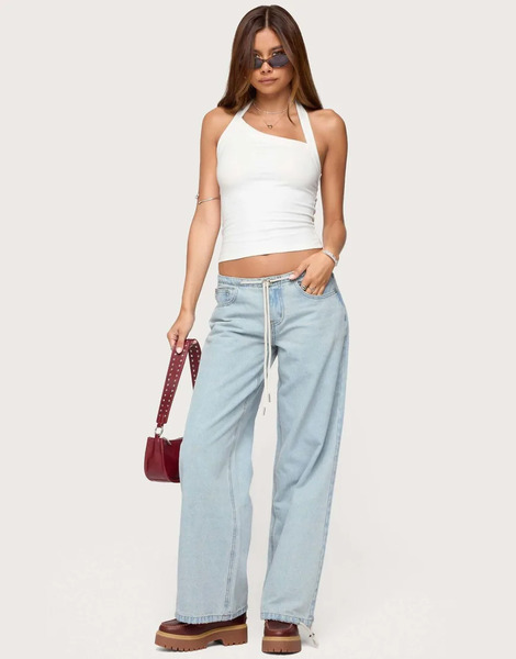  Edikted Meggie Low Rise Jeans In Light Blue 
